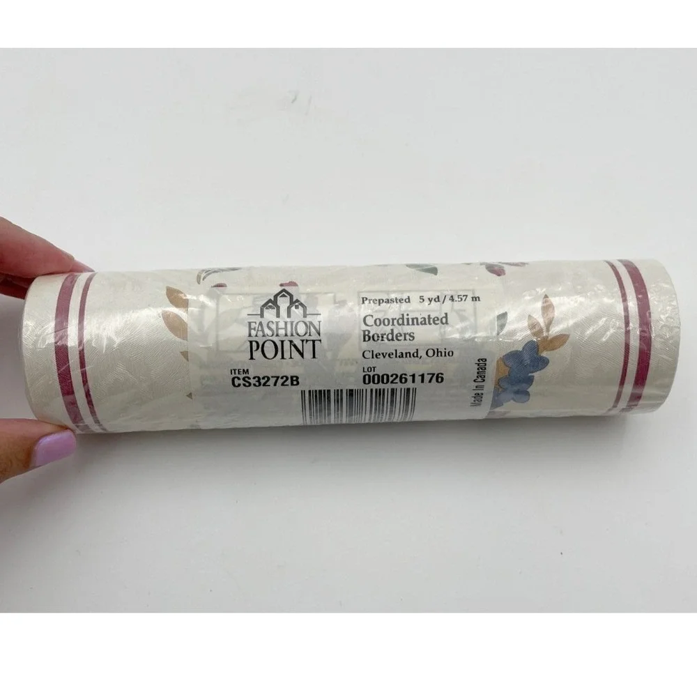 Fashion Point Pre-Pasted Floral Wallpaper Border 5yd Cottage Traditional‎ VTG